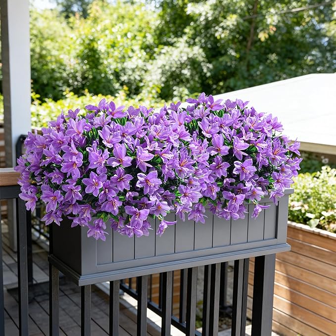 INSPRING Artificial Flowers for Outdoors Spring Summer Decorations, 3 Bundles Fake Azalea Flower Faux Outdoor Plants UV Resistant Realistic Silk Flowers for Outside Planter Patio Garden Walkways Home