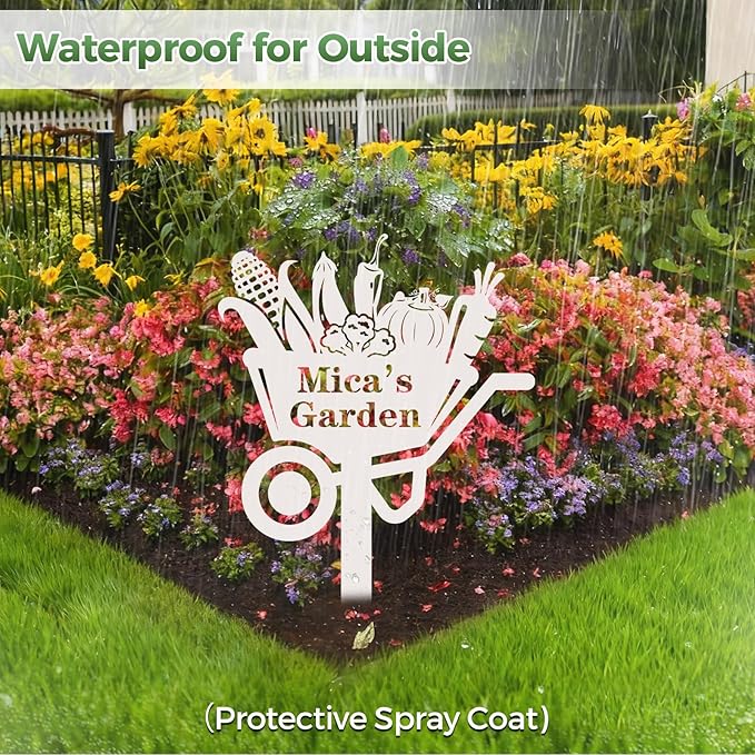 Personalized Metal Garden Sign, Custom Vegitable Decor with Stake, Metal Yard Art, Garden Name Sign,Outdoor Decor,Patio Decoration,Home Present,Gardeners & Planters Gift