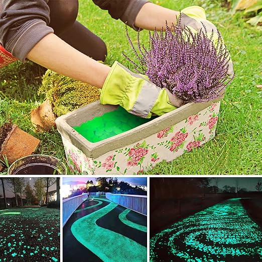 Glow in The Dark Rocks Outdoor, 500 pcs Green Solar Rocks for Landscaping, Outdoor Decor Glow in The Dark Stones, Glowing Pebbles for Garden Backyard Patio Lawn Pond Fish Tank Aquarium Decor