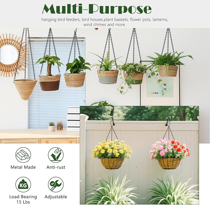 236 Inch Hanging Basket Chain,Decorative DIY Metal Black Hanging Chain for Photo,Bird Feeder,Wind Chimes，Planters Baskets
