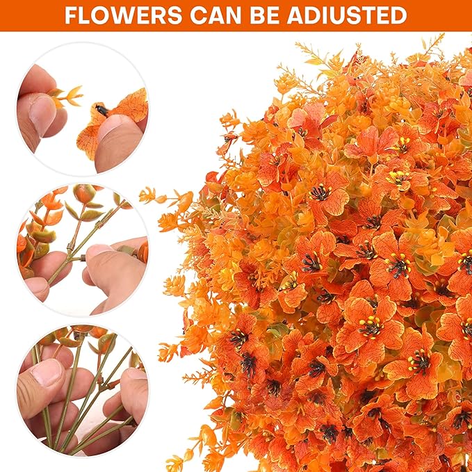 16 Bundles Artificial Mums for Outdoors Garden Home Decoration Fake Mums Decoration 4 Style UV Resistant Lifelike Faux Silk Daisy for Outside Home Planter Front Porch Patio No Fade Fall Decor