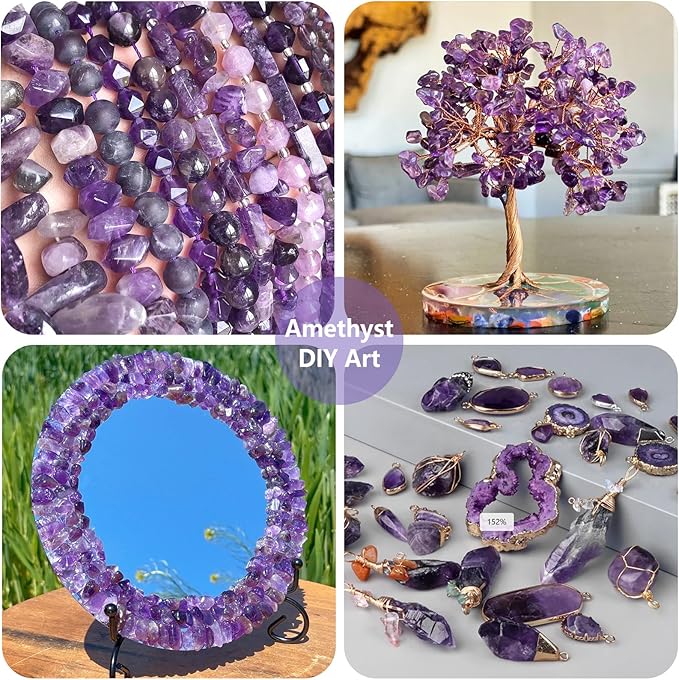 Polished Gem Stones Rocks – 0.9LB Natural Amethyst Crystal Chips Bulk, Tumbled Gemstones for Healing, Fish Tank Gravel, Vase Filler, DIY Crafts, Plant Pots & Home Decor