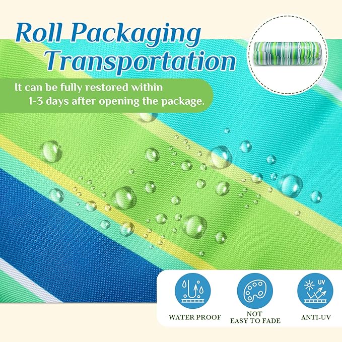 Hoteam 6 Set Patio Chair Cushions Outdoor High Chair Cushion 20 x 40 Inch Waterproof Patio Seat Rocking Indoor Thickened Pad(Striped Style,Green)