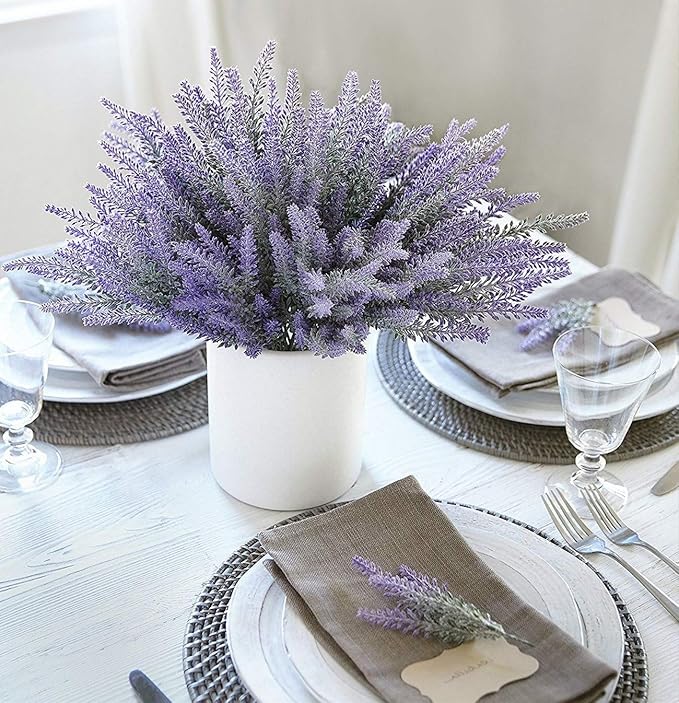 CATTREE Artificial Lavender Flowers, 6 Pack Fake Flower Bouquet Plastic Plants Home Bridal Wedding Office Garden Balcony Indoor Outdoor DIY Centerpieces Arrangements Craft Decoration Purple - 6 pcs