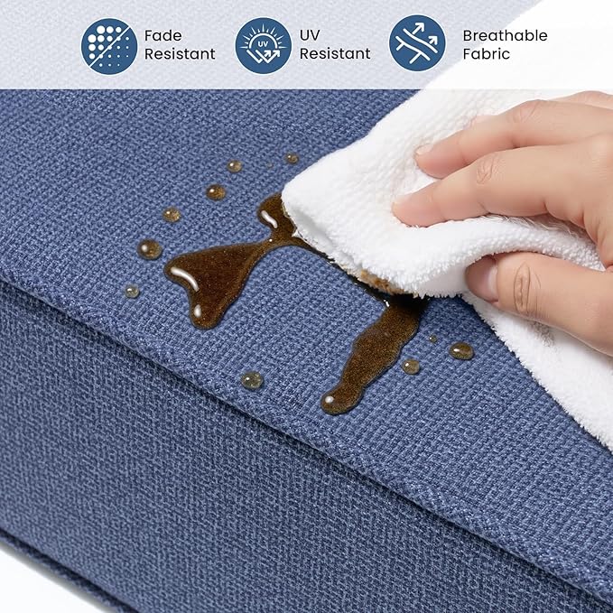 Crestlive 5.5" Outdoor Cushion for Patio Furniture Set of 2, 24 x 24, Waterproof and Fade-Resistant Deep Seat Cushions for Chair, Wicker Sofa and Couch, Sky Blue