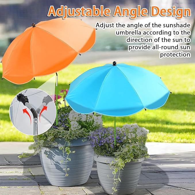 MJZ 4 Pack Plant Umbrellas for Outdoor Plants, 26" Garden Umbrella for Plants with Adjustable Angle, Plant Umbrella Provide Shade for Outdoor Plants Flower Pot Planting Beds