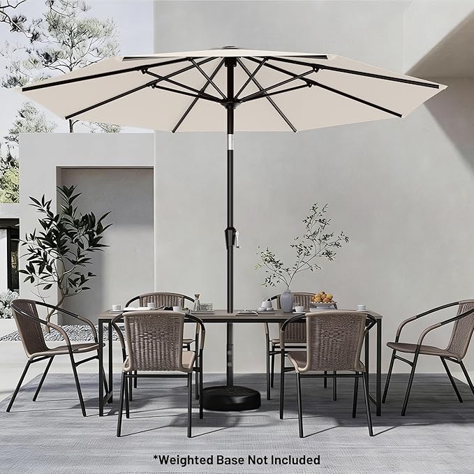 AreShark 9 FT Patio Umbrella for Outdoor, Outdoor Table Umbrella with Push Button Tilt and Crank, Outdoor Patio Umbrellas with 8 Sturdy Ribs for Market, Garden, Pool (Cream-white)