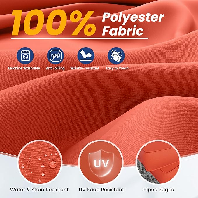 UDPATIO Outdoor Cushions for Patio Furniture, 4'' Replacement Cushions for Outdoor Furniture, Set of 4 Water-Resistant Outdoor Sectional Cushions for Sofa Couch Chair (Orange)