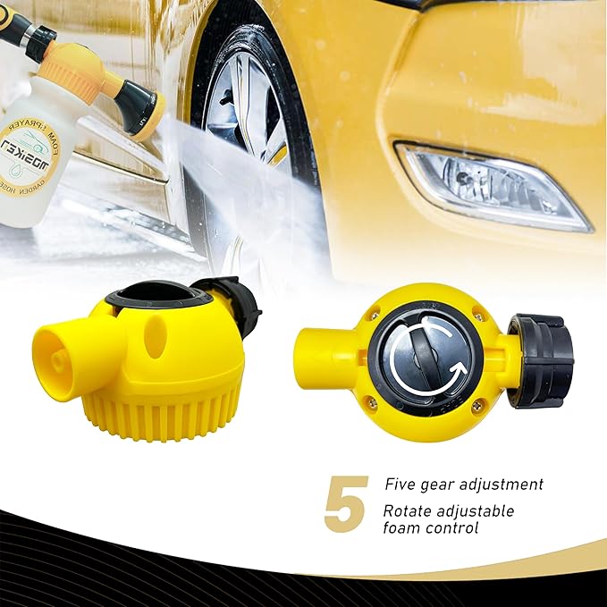 Foam Gun Car Wash Sprayer with Washing Sponge & Absorbent Towel, Foam Cannon Car Washing Kit, 1/2” Connector for Garden Hose, for Car/Garden Cleaning (YELLOW)