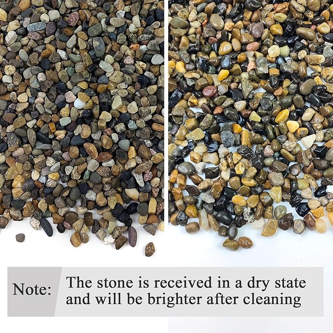 20 lbs Natural Fish Tank Gravel,1/4 Inch Pea Gravel. Mixed Color River Rocks for Aquarium, Succulent, Vase, Cactus Bonsai, Plant Soil Cover and Outdoor Landscaping Rocks