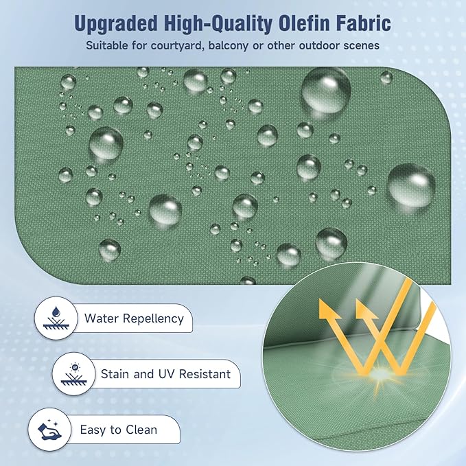 Outdoor Chair Cushions 23" x 24" x 4", Patio Deep Seat Replacement Cushions Set with Zippered Removable Cover, Weather-Resistant Olefin Fabric for Garden Chair Sofa Couch, Set of 5, Green