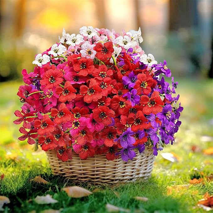 Colorful 20 Bundles Artificial Flowers for Outdoors,MixColors Fake Silk Flowers with Plastic Plants for Outside,Faux mums Realistic Flowers for Window Box Yard Front Porch Balcoy Dector (Mixed Color)