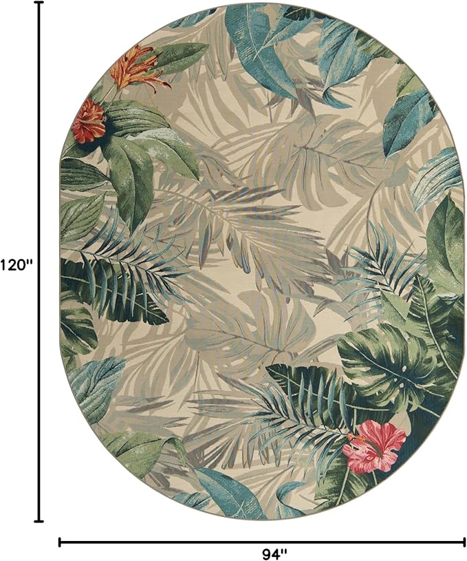 Unique Loom Outdoor Botanical Collection Area Rug - Kula (7' 10" x 10' Oval Multi/Gray)