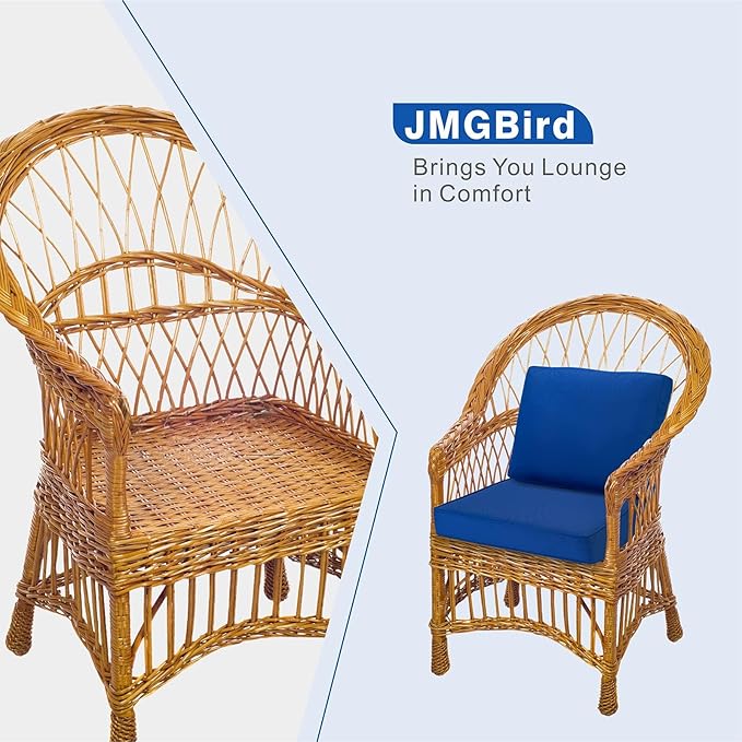 JMGBird Outdoor Chair Cushion Set - 19"x19" Tufted Seat & Back Cushions, Navy Blue for Patio Furniture