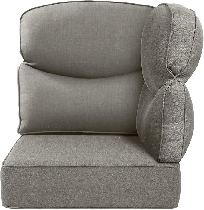 Luxury 24x24x6 Outdoor Corner Cushion 1 Set - Water-Repellent 3-Piece Cushion Set with Zipper for Outside Rattan Wicker Sofa Loveseat Chair Sectional Patio Conversation Sets - Grey/Smile
