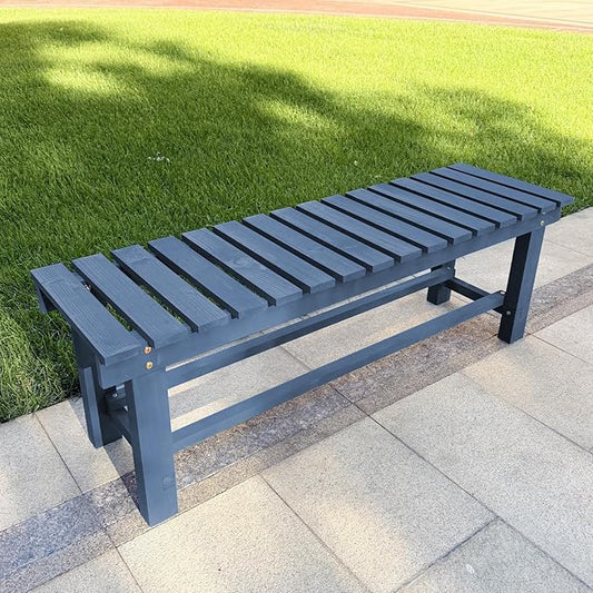 47.2'' Outdoor Garden Benches Weatherproof Patio Bench Two-Person Seat Backless Bench Wood Bench with Slatted High Temperature Bench for Front Porch Backyard (Upgraded to Prevent Fading)