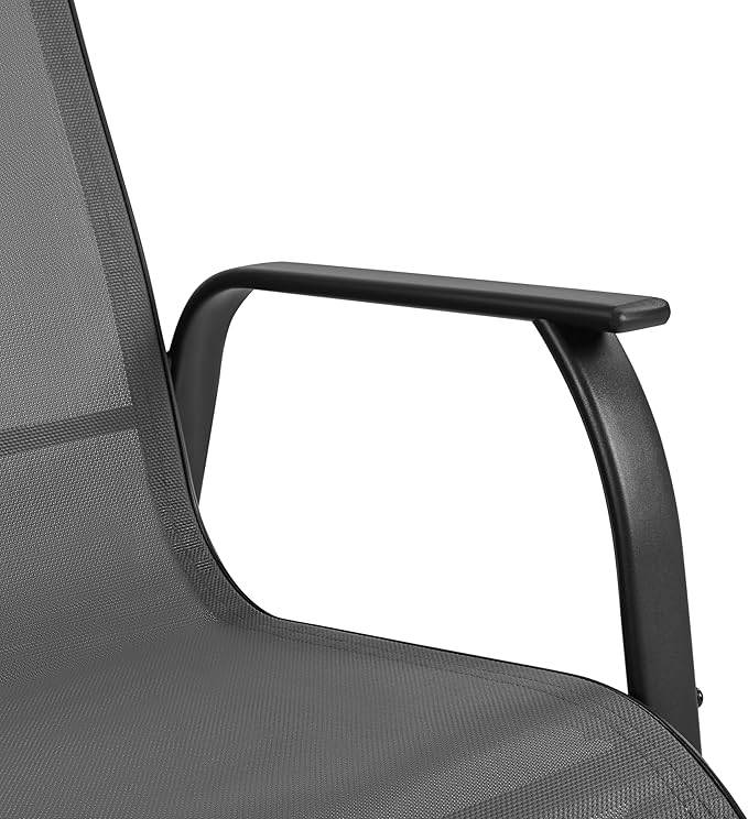 Yaheetech Patio Chairs Set of 2, Dining Chairs with Breathable Fabric and Heavy-Duty Iron Frame for Lawn, Backyard, Deck, 300 lbs Capacity, Gray