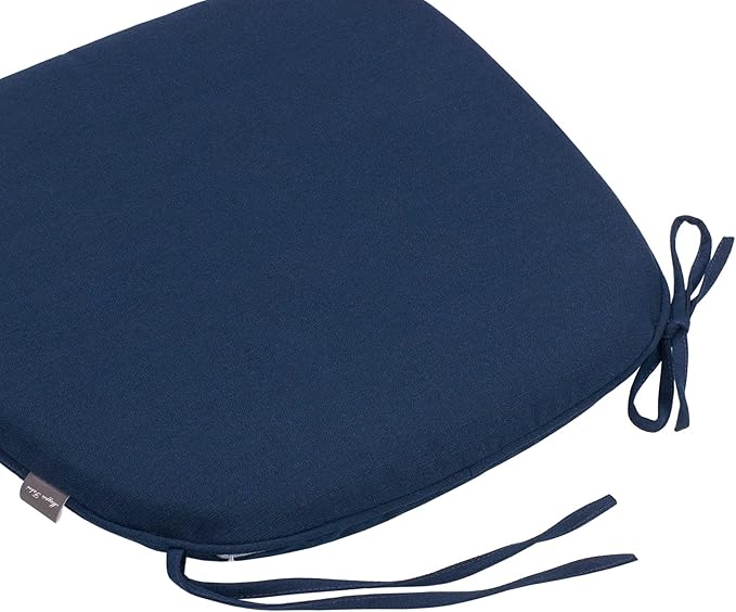 Magpie Fabrics 17"x16"x2" U-Shape Chair Cushions with Ties 2 Count, Outdoor Indoor Waterproof All Weather Seat Pads Decoration for Patio Garden Dining Office - Navy