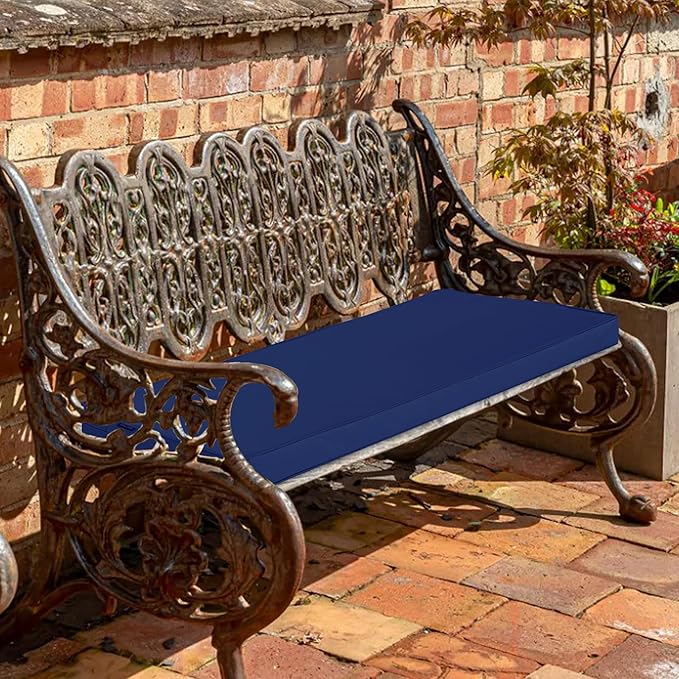 Outdoor Bench Cushions 59 x 18 Inch Thick Waterproof Porch Swing Cushions with Tie Patio Furniture Chair Cushion Bench Pad Color Fastness Backyard Seat Pads Navy