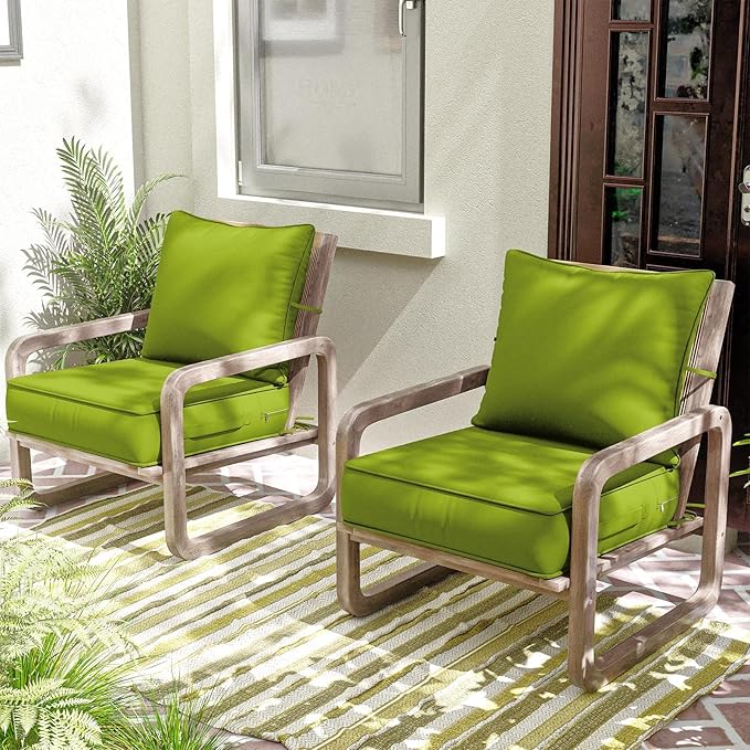 Outdoor Patio Chair Cushions Set 22 L X 24 W X 4 H Waterproof & Fade Resistant Deep Seat and Back Cushions with Removable Covers Outdoor Seat Cushion Set for Chairs and Sofas