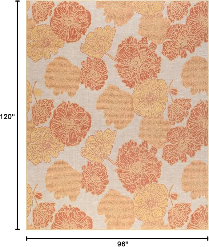 Nourison Home Garden Oasis Coral 8' x 10' Area Rug - Easy Clean, Non Shedding, Bed Room, Living Room, Dining Room, Kitchen (8' x 10')