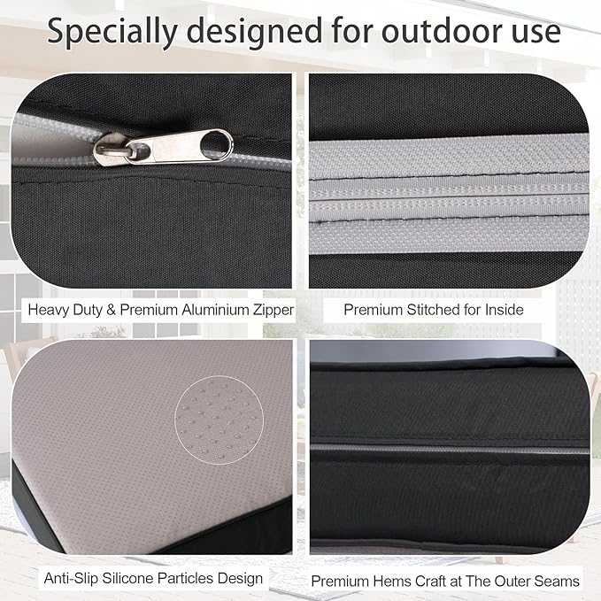 Outdoor Cushion Covers for Patio Furniture, Patio Cushion Covers Replacement with Zipper, Waterproof & Fade Resistant,Only Cover (Deep Grey, 25.6Lx25.6Wx4H - Only Covers)
