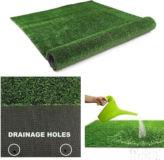 Artificial Grass Synthetic Lawn Outdoor Faux Grass Rug for Patio 0.4 Inch Pile Height 7FTx12FT Astro Turf Roll Carpet Turf Indoor for Bedroom Fake Grass for Pets