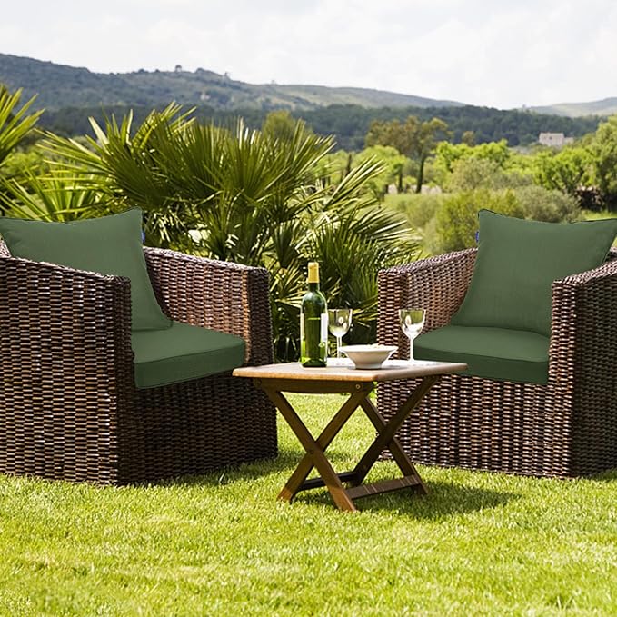 Deep Seat Cushions, Outdoor Cushions, Patio Furniture Cushions, Deep Seat & Back Cushion Patio Cushions for Backyard Couch Sofa Fade Resistant (24x24x4 inches 3 Sets, Solid Moss Green)