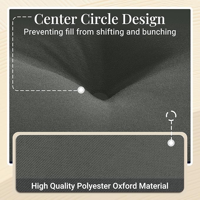 downluxe Bistro Chair Cushions for Patio Furniture, Water-Resistant Round Outdoor Chair Cushions Set of 2 with Non-Slip Ties, 15" x 15", Dark Grey