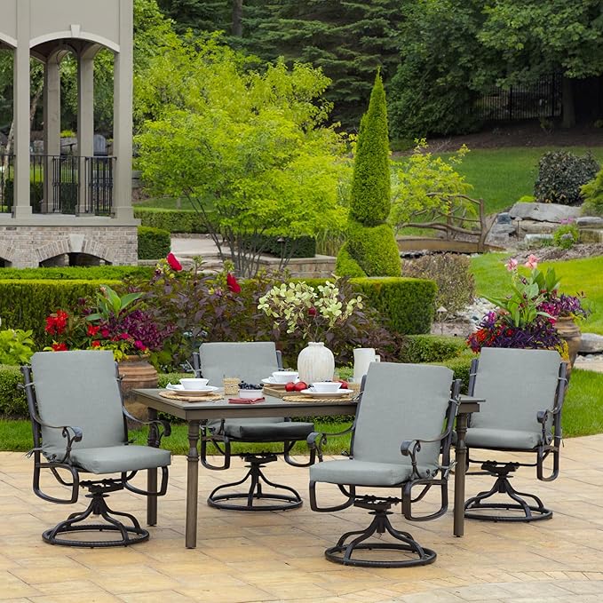 Arden 2-Pack Outdoor Patio Dining Chair Cushion, 20x44, Rain-Proof Seat Pad, Fade-Resistant Outdoor Cushion Stone Grey Leala