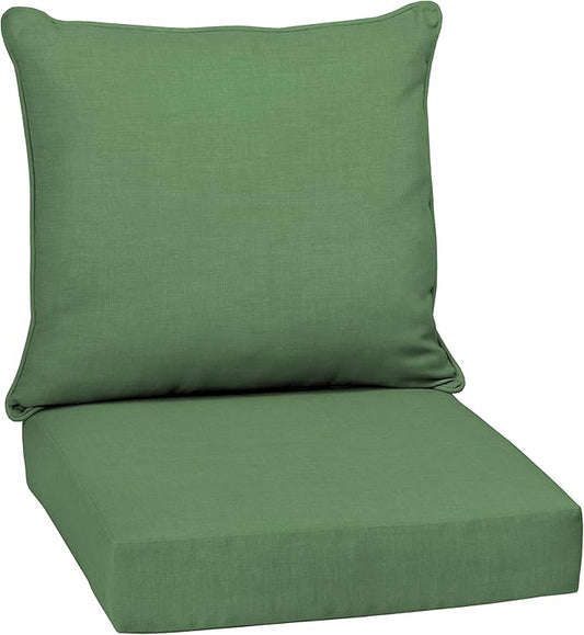 Arden Outdoor Deep Seat Cushion Set, 24 in x 24 in, Weather-Proof, Rain-Proof, Fade Resistant Patio Cushion for Chair, Sofa, and Couch Bright Moss Green Leala