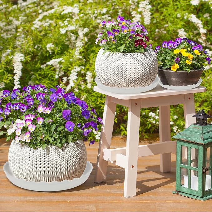YUANAIYI 6 Packs Wave Plant Saucer - Plastic Flower Pot Drip Trays/Durable Heavy Duty White Plant Tray for Indoor and Out Door Plant(6/8/10 inch)