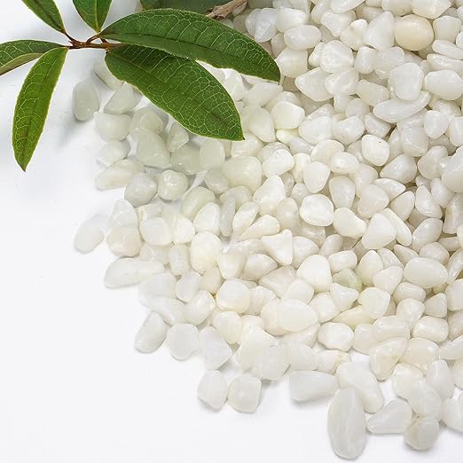 2.2 lb Natural Polished White Pebbles, 3/8 Inch Decorative White Rocks for Potted Plants Pot Filling Aquariums Outdoor Street Scape Decorative Rocks