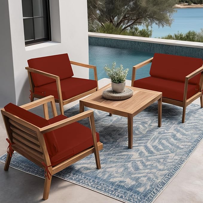 idee-home Outdoor Cushions for Patio Furniture, Outdoor Seat Cushion, Waterproof Couch Hampton Bay Deep Seat Replacement Chair Cushions for Garden Lawn Backyard Deck, 26.5 x 26.5