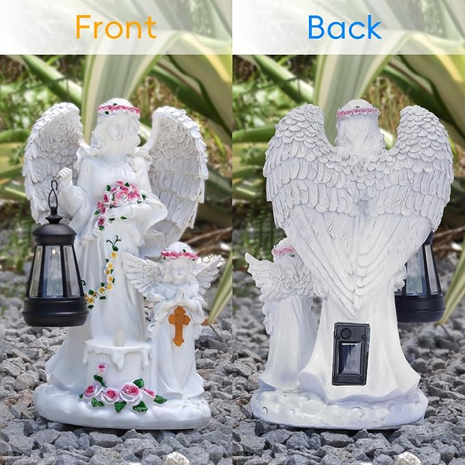 Angel Solar Lights Outdoor Garden, Angel Garden Statues Outdoor - Angel Statue for Patio, Lawn Or Garden Decor