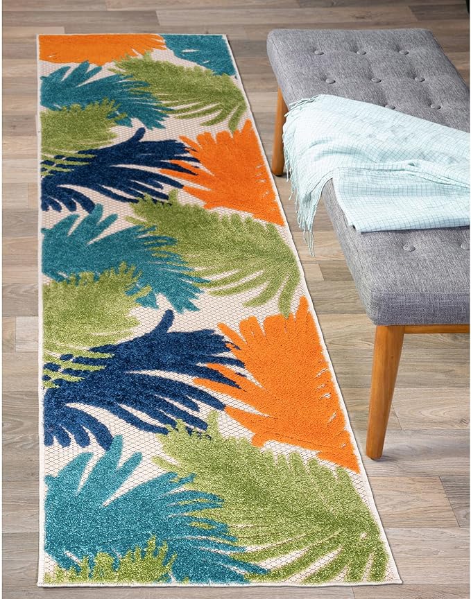 Rugshop Lucca Contemporary Floral Indoor/Outdoor Runner Rug 2' x 7' Multi