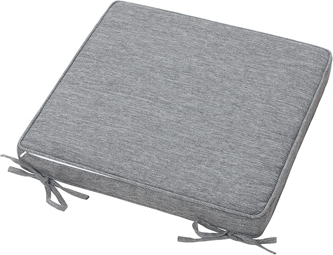 Magpie Fabrics Indoor Outdoor Waterproof Square Chair Cushion, 18" x 18" x 2.5", 2 Pack, Water Resistant Seat Cushions, for Patio Garden Office, Heather Grey