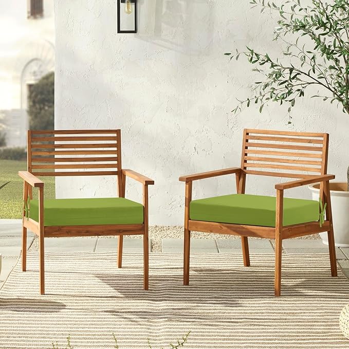 downluxe Outdoor Chair Cushions Set of 4 for Patio Furniture, Water-Resistant Square Corner Patio Chair Cushions with Ties, High Density Foam Outdoor Seat Cushion, 18.5" X 16" X 3", Sage Green
