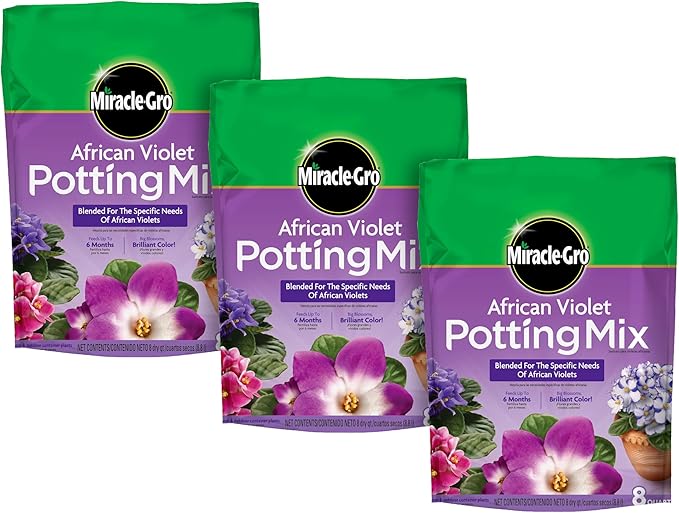 Miracle-Gro African Violet Potting Mix, Added Fertilizer Feeds Up to 6 Months, Soil for Container Gardening, 8 qt. (3-Pack)