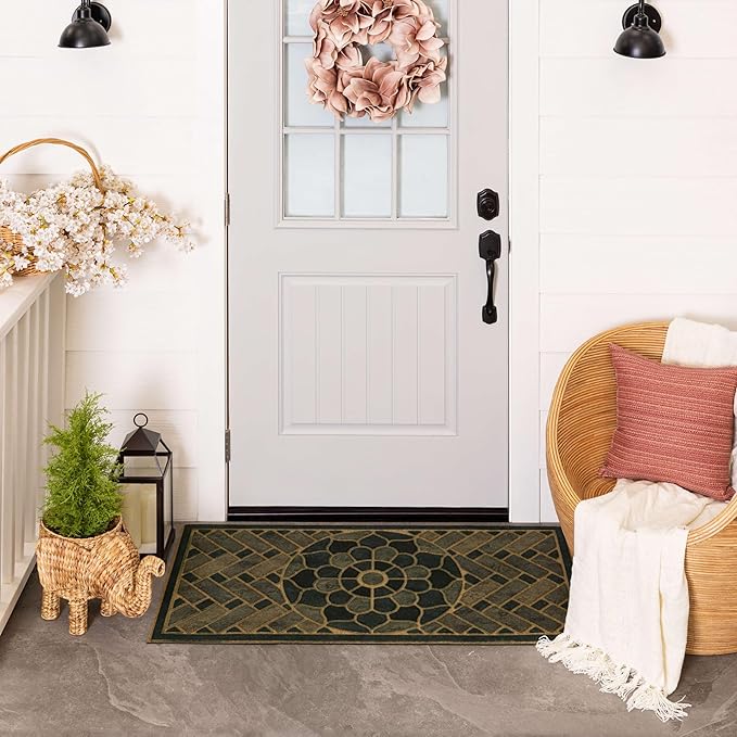 Mohawk Home Stoney Medallion Casual Ornamental Denim Blue 2' X 4' Door Mat Perfect for Porch, Garage