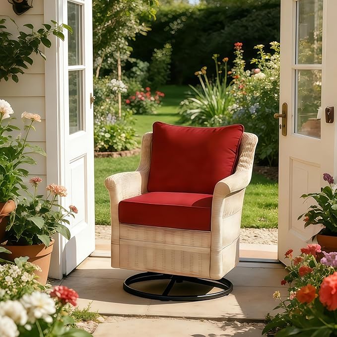 Goodgoods 24 x 24 Outdoor Patio Deep Seat Cushions 2-Pack, 1000+ Hours Fade-Resistant & Water-Resistant Outdoor Furniture Chair Cushions with 30D High-Resilience Foam for Sofa Chair, Chili