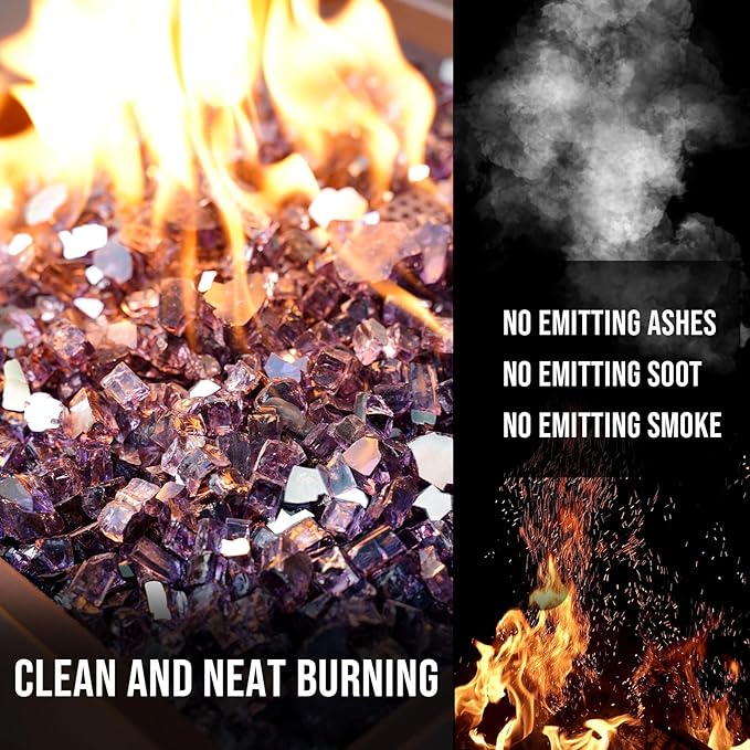Skyflame 1/2 Inch Purple Reflective Fire Glass for Fire Pit Table Fireplace and Landscaping