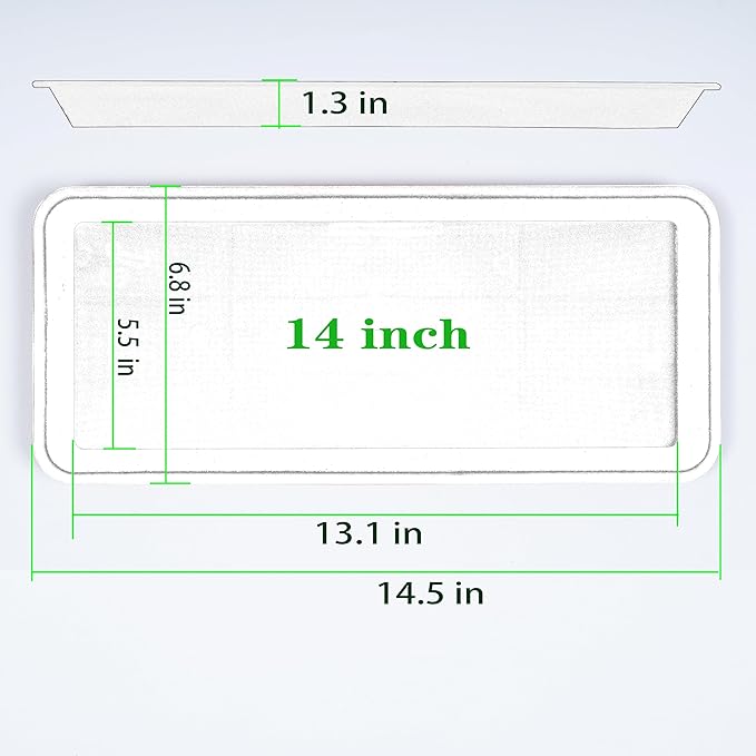 6 Pack Rectangular Plant Tray Saucer, 14 inch, Terracotta, Plastic, Drainage, Indoor/Outdoor, Windowsill, 100lbs Capacity