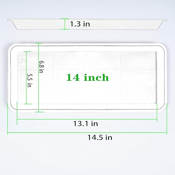 2 Pack Plastic Plant Trays, Rectangular 14 inch, Indoor/Outdoor Plant Water Drip Trays for Flower Pot Planter, Windowsill (6.8 x 14.5'', Blue)