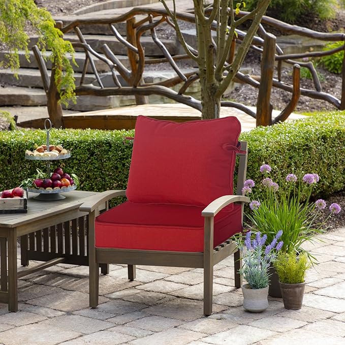 19"x19" Outdoor Universal Cushion Set of 1, Patio Cushions with Handles & Ties, Water-Proof Stain-Resistant UV Resistant Weather Resistant High Resilience Foam with YKK Zippers,Chili