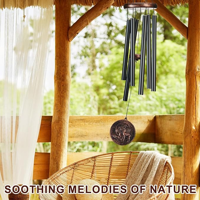 Wind Chimes for Outside, Vintage Deer Deep Tone Wind Chime Outdoor Clearance, Patio Porch Balcony Decoration, Garden Hanging Decor Gifts for Women Mom Grandma (34" Deer)