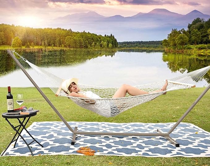 Lazy Daze Hammocks Outdoor 12 Feet Hammock Stand Heavy Duty Coated Steel Tube Frame, for Indoor Porch Patio Garden Backyard Hammocks, 450 Pounds Weight Capacity, Tan