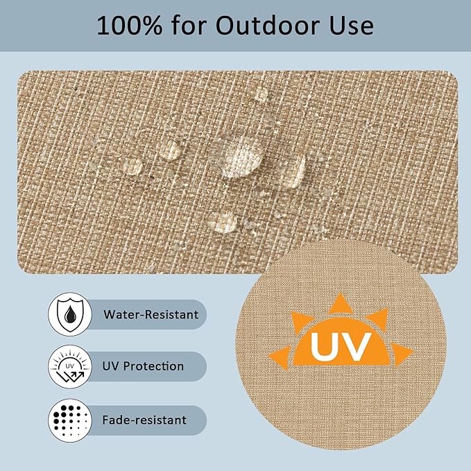 22x24 inch Outdoor Deep Seat Patio Cushions Set of 2,Water-Resistant Deep Seat Bottom Resilient Foam Filling with YKK Hidden Zipper for Patio Furniture,Toffee