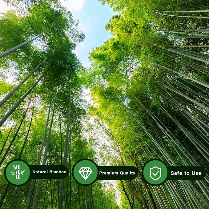 [32 Pcs] Garden Stakes, 18 Inches Natural Bamboo Plant Stakes, Plant Support Stakes with Twist Ties, Bamboo Sticks for Tomatoes, Beans, Flowers, Potted Plants, Indoor and Outdoor Climbing Plants