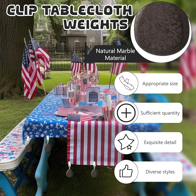 24 Pcs Tablecloth Weights Pendant Teardrop Shape Table Cover Weights with Metal Clips for Outdoor Picnic Garden Patio Party Camping Dinner Table Cover Decoration (Black)